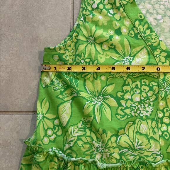 Lilly Pulitzer Lorina Cotton Swing Tiered Limeade Its A Spring Thing Dress Sz M - Picture 3 of 8